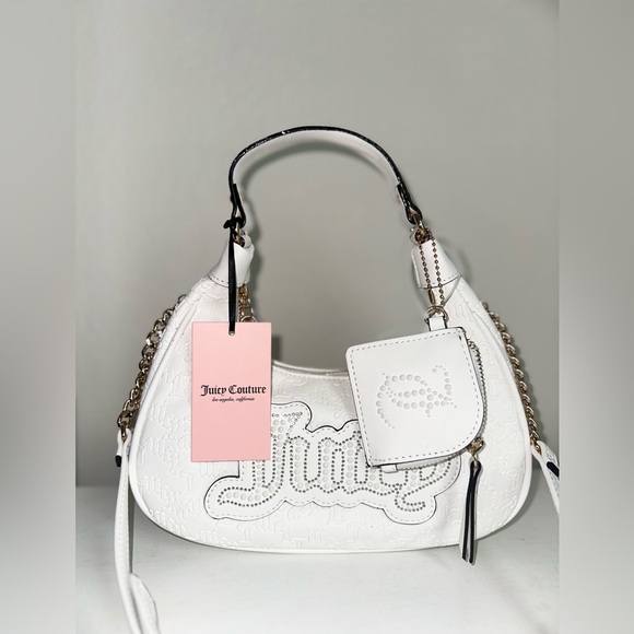 Juicy Couture Handbags - Juicy Couture White Deboss String Of Pearls Hobo Crossbody